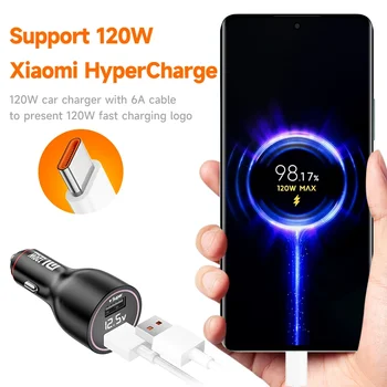 Xiaomi Mi Car Charger 120W 67W 6A Fast Charging Dual-port USB A For Xiaomi 14 14 Ultra 13 13T 12 Pro Redmi Note A3 POCO Pad 6 3