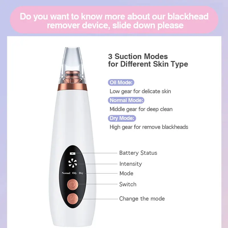 Face Cleansing Beauty Machine 3 Suction Mode Acne Blackheads Dead Skin Remover Electric Visual Cleaning