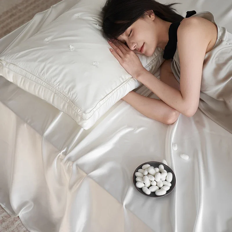 Mulberry Silk Pillows For Sleeping Natural Silk Filling Pearl Protein Fabric Anti Mite Health Care Bedding Hotel Neck Pillows 5
