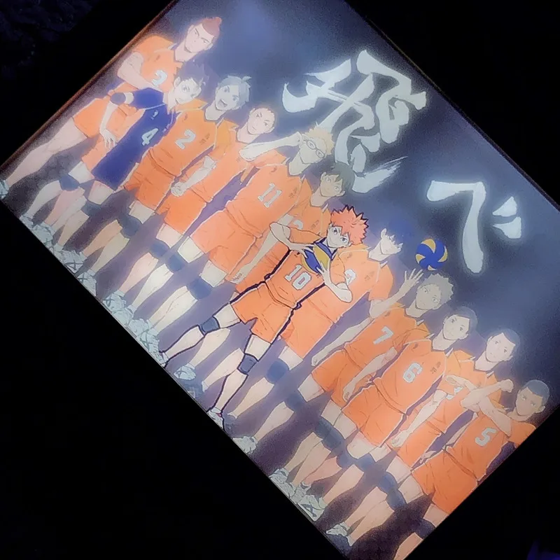 Anime Haikyuus Light Painting Night Light Usb Plug In Cornice Per Foto In Legno A Tre Colori Luci Ambientali Lampada Da Tavolo Home Decor Gift