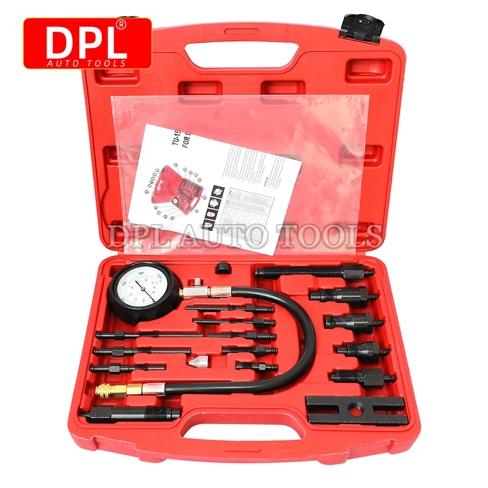 Professional Diesel Engine Cylinder Compression Tester Tool Kit Set Pressure Gauge Tester Kit Set TU-15B Detection Table for radiator pressure tester kit