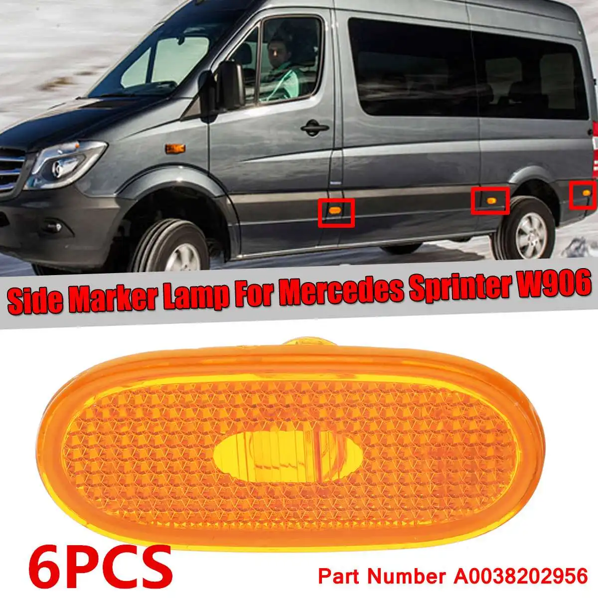 

Автомобильная боковая габаритная лампа 6x W906, боковая лампа с индикатором, крышка освещения для Mercedes Benz Sprinter W906 2006 +, форма A0038202956