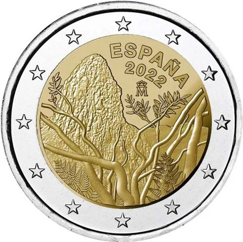 Spagna 2022 Moneta Commemorativa Garahonai National Park 2 Euro Unc Nuovo Di Zecca