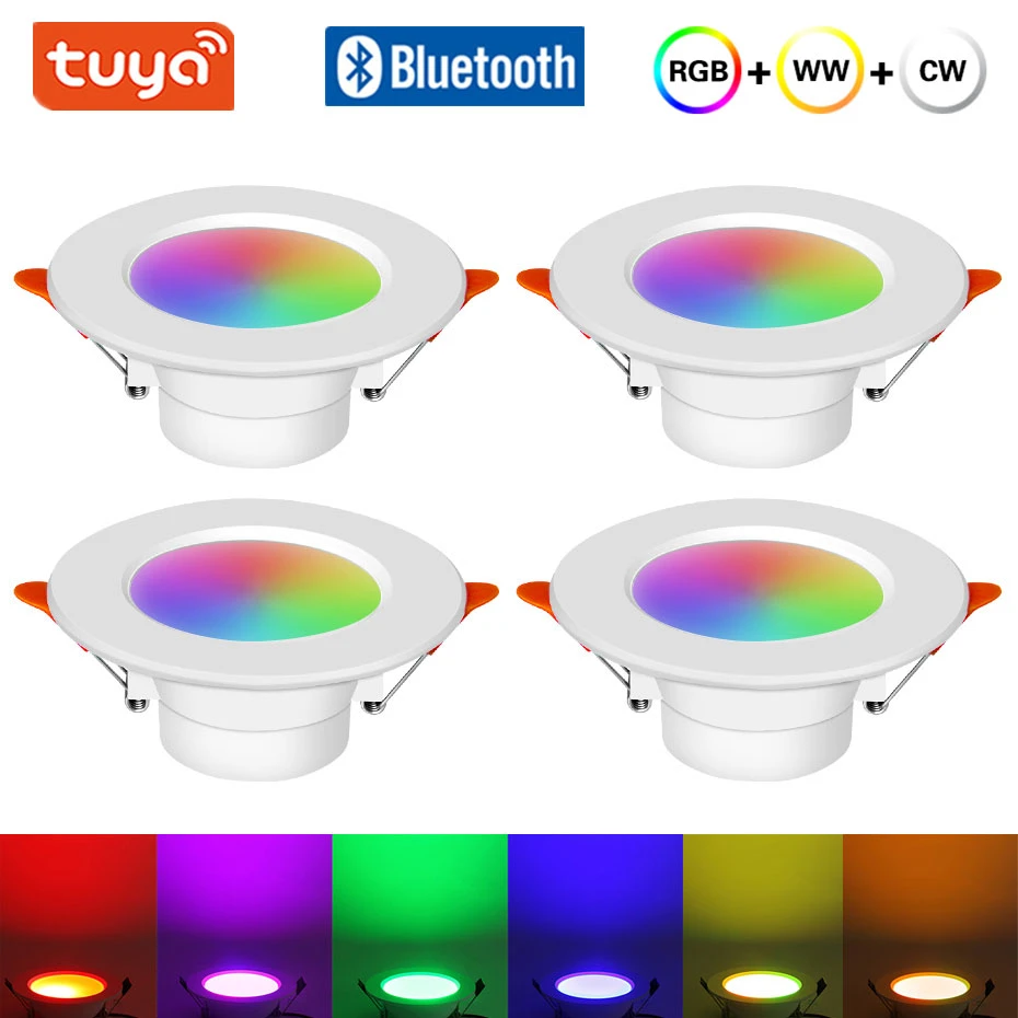 led recessed downlight Tuya Smart Led Downlight RGB+CW+WW 10W Bluetooth Ceiling Recessed Spot Led Dimmable Light For Kitchen Living Room App Control recessed ceiling spotlights