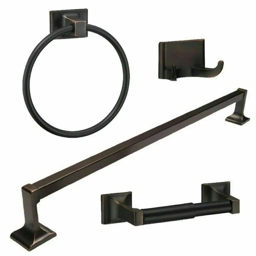 

Oil Rubbed Bronze 4 Piece Bathroom Hardware Bath Accessory Set 24" Towel Rack