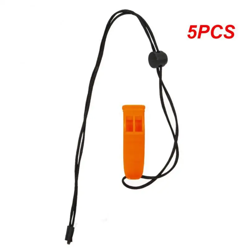 

5PCS Outdoor Survival Whistle Multi-purpose Unobstructed Sound Camping Fishing Survival Whistle With Rope Muti Tools