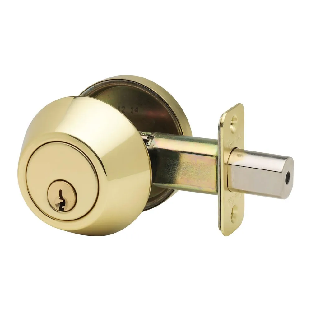 Single Cylinder Deadbolt, Round Deadbolt Lock with Keys, Modern Door Locks with Deadbolt, Gold Deadbolt for Front Door Entrance