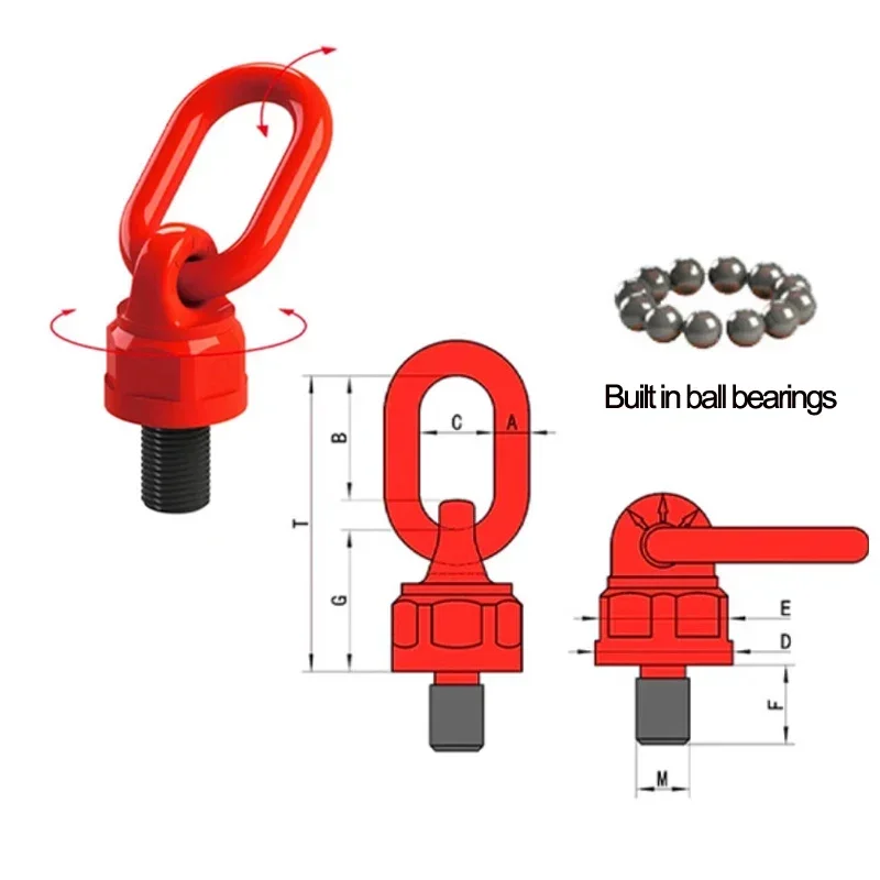 360&deg; Rotating Crane Lifting Sling Ring For Hoisting Mould High Strength Hanging Bolts Universal Eyebolt Size M8~M24