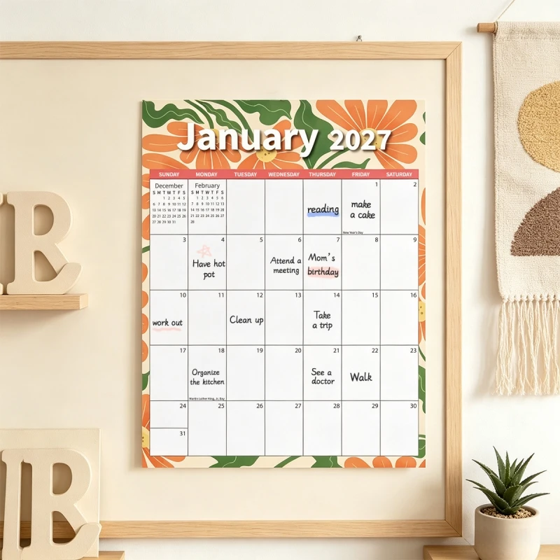 Magnetic Monthly Wall Calendar with Planner and Habit Tracker