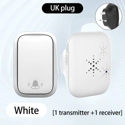 Self - Powered Wireless Doorbell | Waterproof with 38 Melodies & Memory Function | 3 - Level Volume & Long Range (UK - 1 - 1 - W)