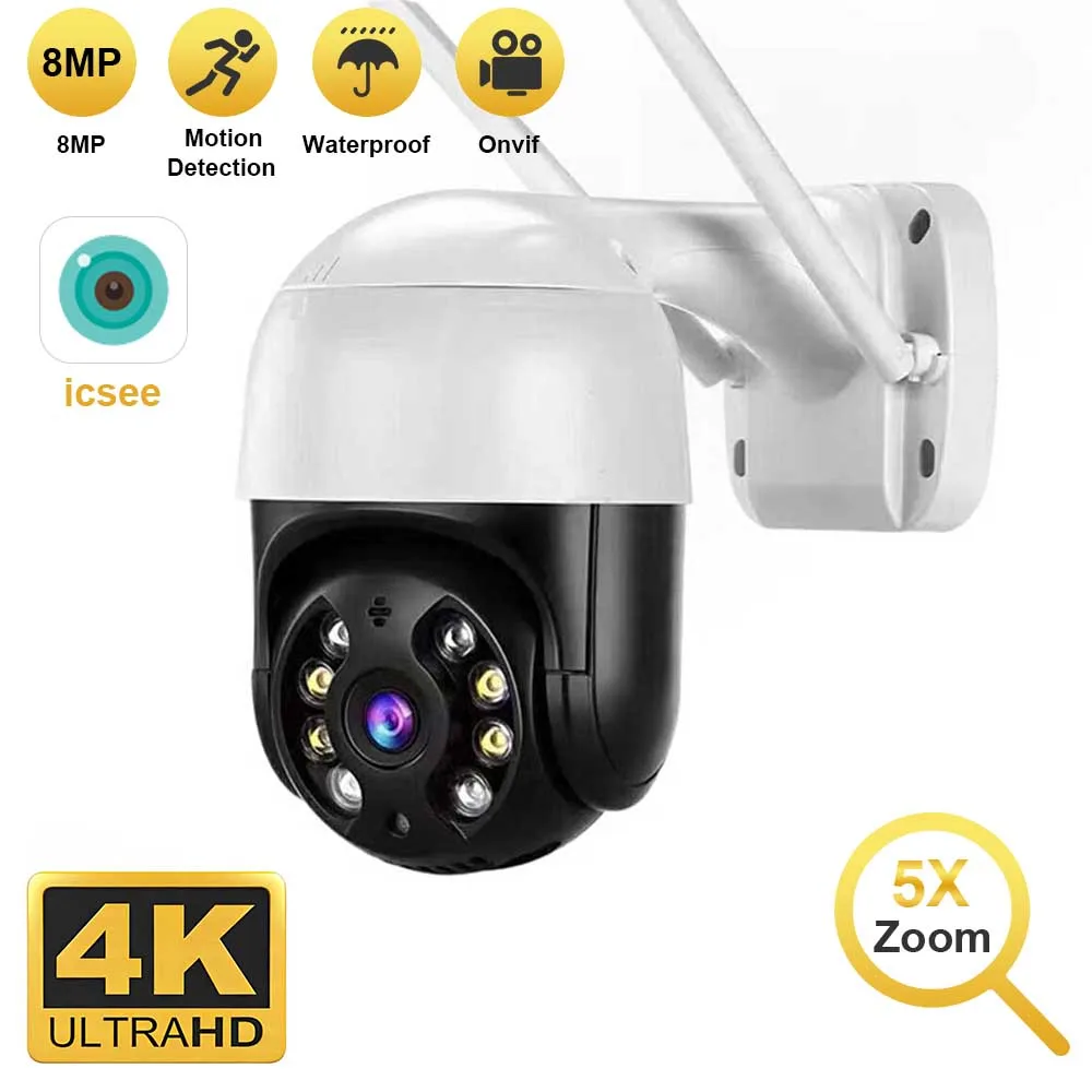 4k 8mp Smart Wifi Ptz Camera 5x Digital Zoom Ai Human Detection Onvif