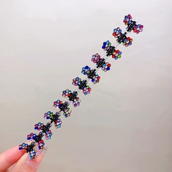 Set of 12 Glitter Rhinestone Flower Mini Hair Claws - No - Slip Colorful Hair Accessories (Mix colors)