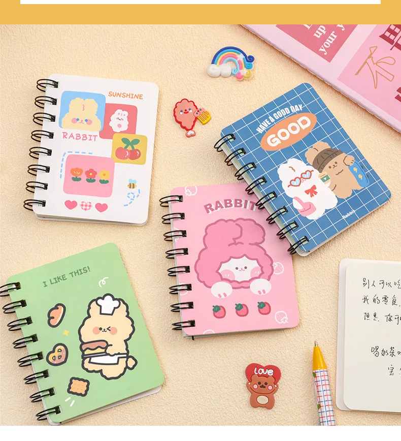 ミニ3リングバインダーノートブック日記ジャーナルカワイイ韓国文房具 
