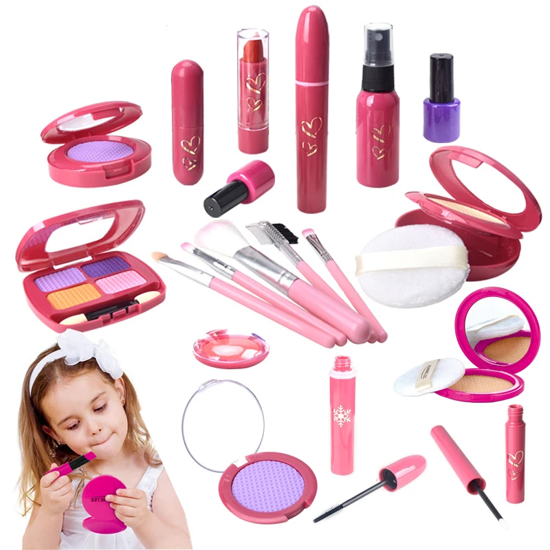 Kids Pretend Play Makeup Game Girls Simulation Lipstick Eyelash Brush Beauty&Fashion Cosmetics non-toxic Toy Birthday Gifts Girl makeup toy princess pretend toys cosmetics set