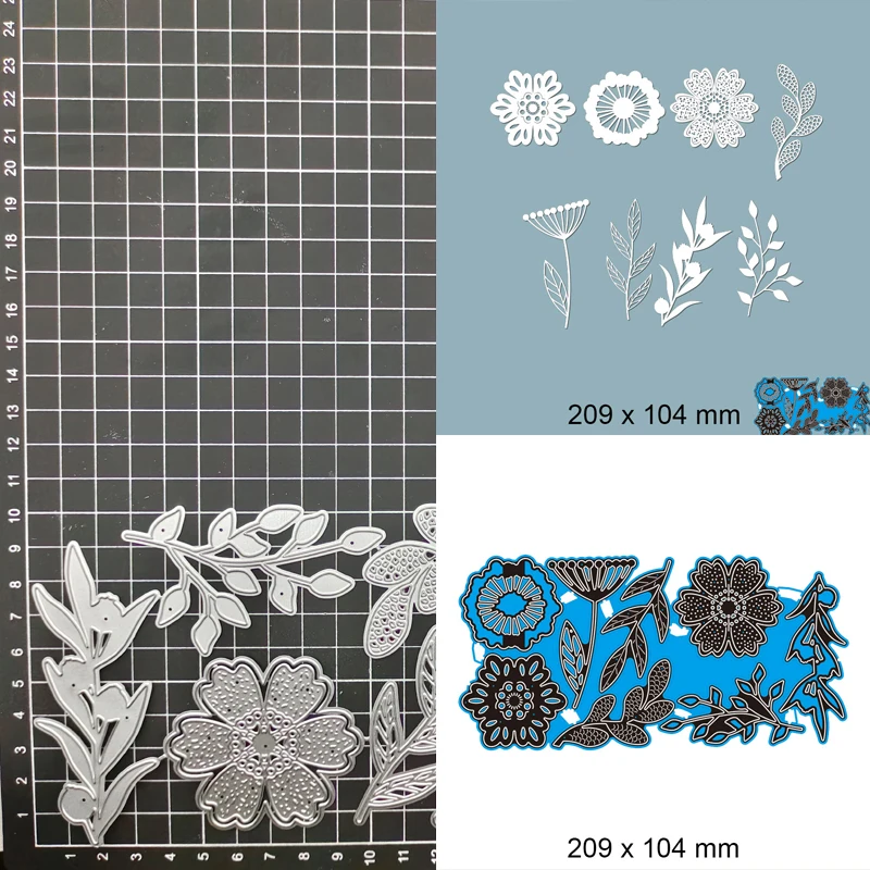 

Flowers Grass Metal Cutting Dies Stencil Scrapbooking Diy Album Stamp Paper Card Embossing Decor Craft Knife Mould