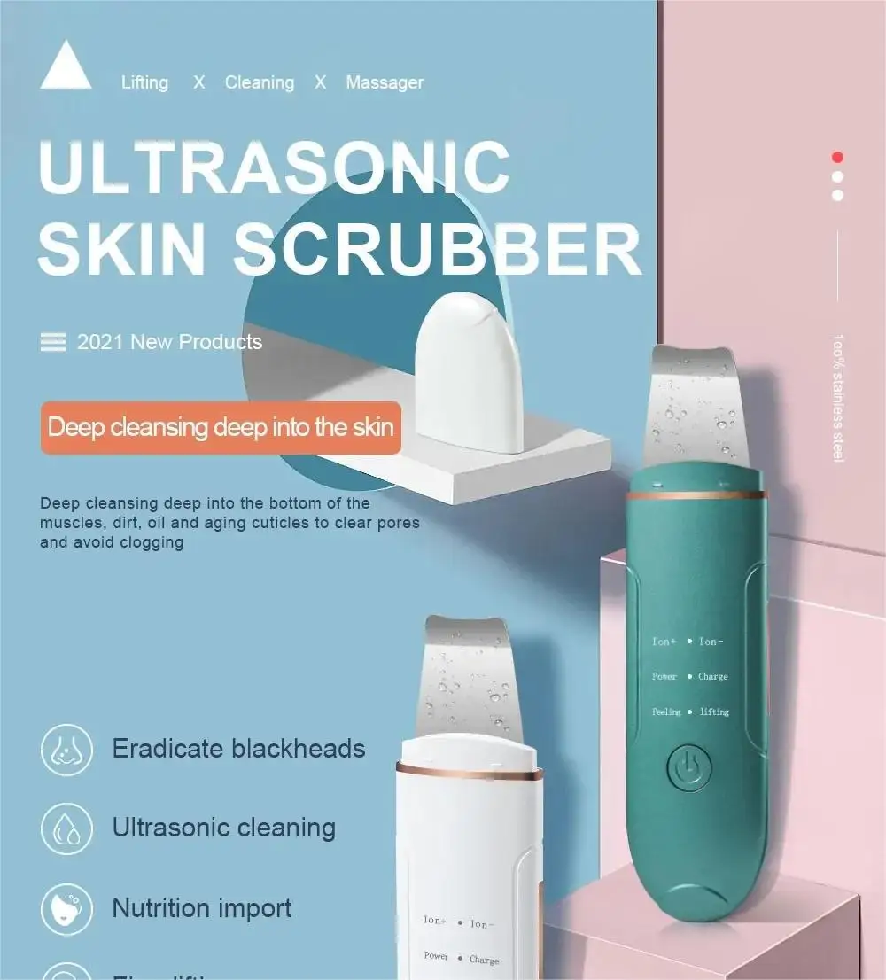 Ultrasonic Facial Cleanser-Rechargeable Ionic Pore Cleaner, Portable Skin Scrubber & Beauty Device for Home Spa Skincare