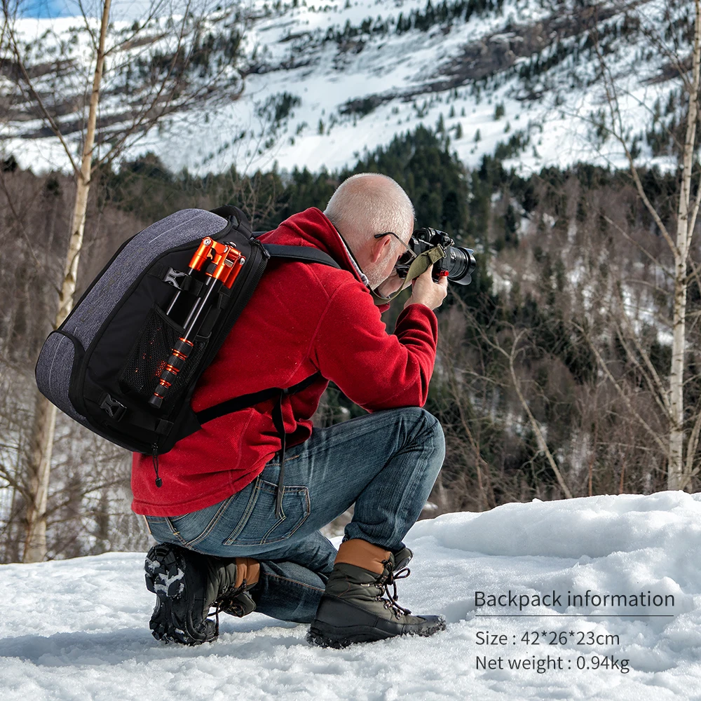 K&F CONCEPT 25L Camera Backpack Travel Shockproof Camera Bag for DSLR/SLR Camera Case 15" Laptop with Tripod Strap Rain Cover