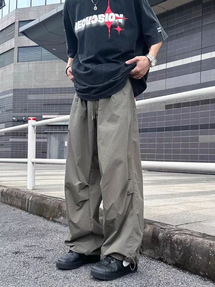 HOUZHOU Japanese Style Gorpcore Track Pants Harajuku Hippie Street Cargo Parachute Pants Kpop American Retro Baggy Sweatpants goth baggy jeans female punk hippie street wear printed y2k wide leg pants harajuku junk jeans retro 90 s