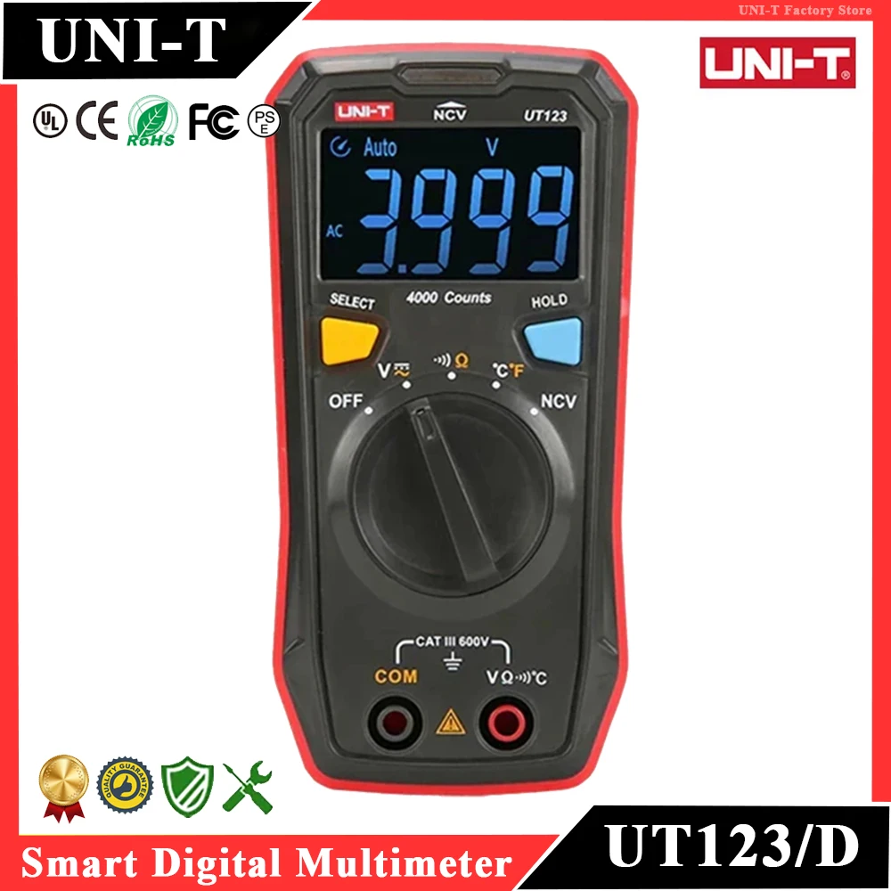 UNI-T UT123 UT123D Smart Digital Multimeter Professional Voltage Detector Resistance Meter Continuity NCV Electrical Multitester digital multimeter multimeter tester voltage detector tester voltage meter tester