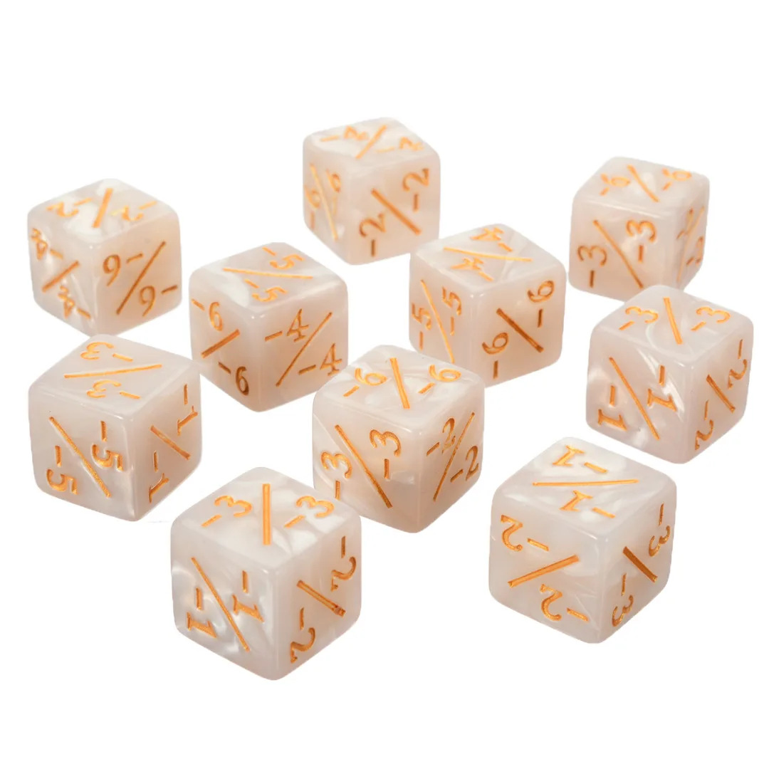 16mm 6 Side Dice Counters + 1/-1 Dice 10Pcs Kids Toy Counting for Magic The Gathering Game Counting
