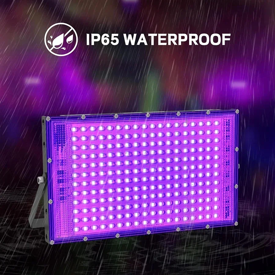 100W 300W LED UV Black Light Flood Light with Plug IP65 Waterproof Neon Glow Ultraviolet Lamps For Bar Nightclub Party Halloween