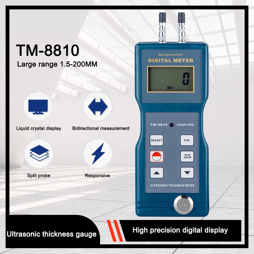 Pipe Wall Ultrasonic Thickness Meter TM-8810 Measuring Range 1.5-200mm Thickness Corrosion Measurement Gauger TM8810