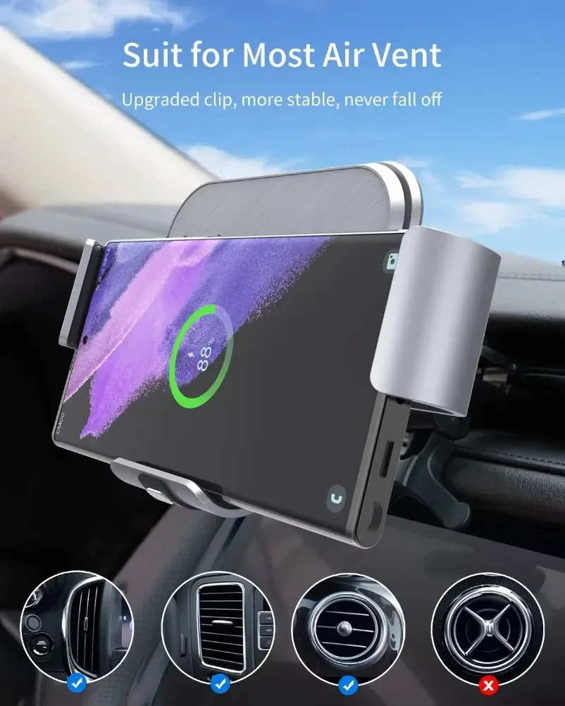 Car Wireless Charger Phone Holder Stand For Samsung W22 Galaxy Z Fold 4 3 2 iPhone 16-12 X Car Chargers Fast Charging