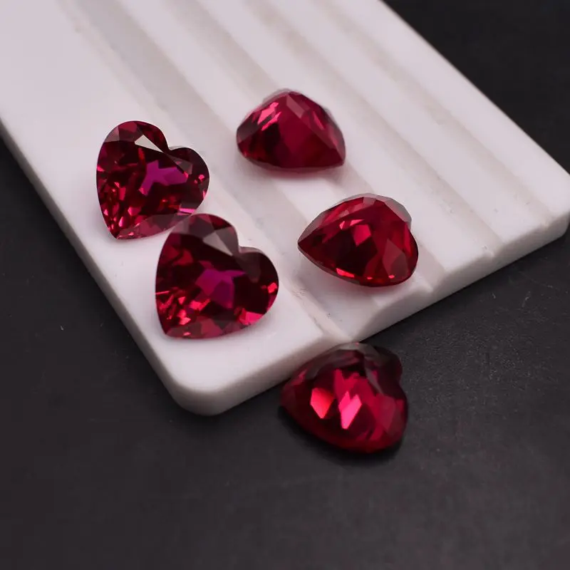 천연 레드 루비 12x12mm 10.5캐럿 스리랑카 AAAAA+ 루비 하트 모양 VVS 루스 젬 주얼리 제작용 보석