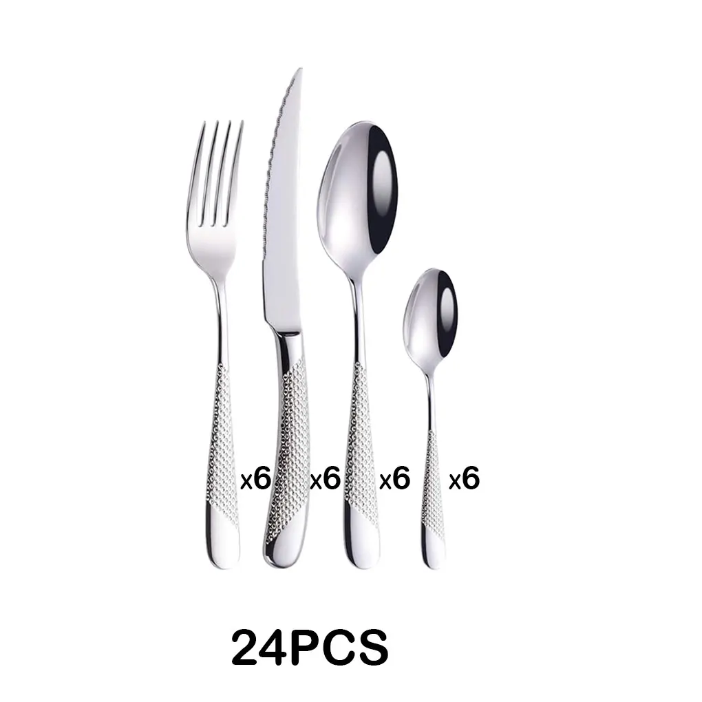 

24pcs/set Stainless Steel Luxury Dinnerware Cutlery Set Complete Set For Elegant Dining Premium