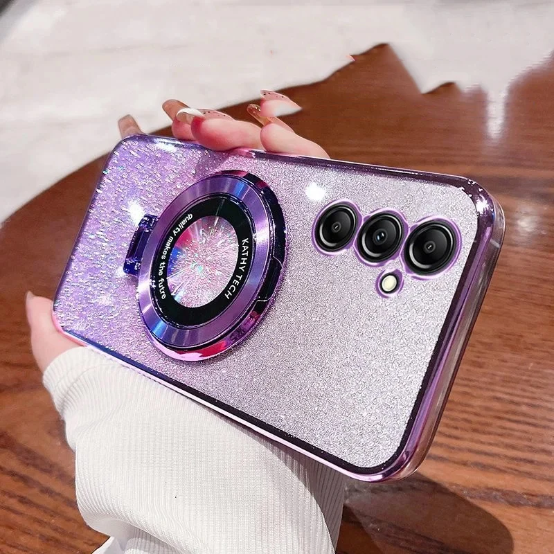 Luxury Glitter Plating Magnetic Holder Phone Case For Samsung Galaxy M13 M14 M54 M55 M23 M53 M52 M51 M31 M12 M33 Bracket Cover phone case magnetic case phone protector cover