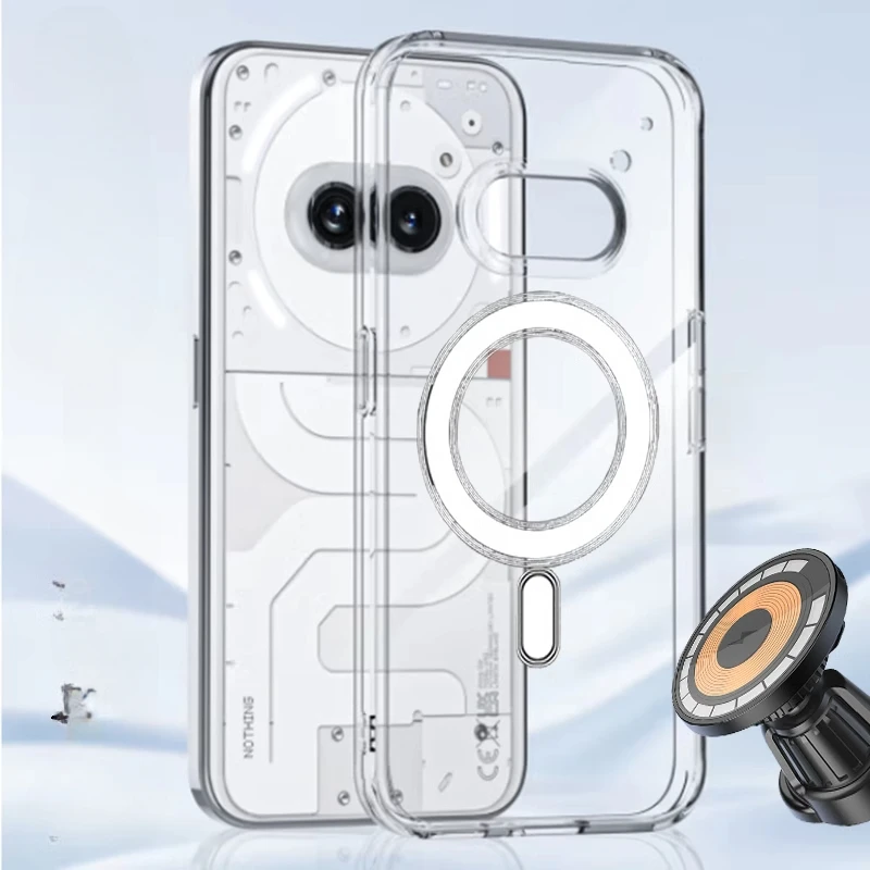 Clear Acrylic Shockproof Phone Cover with Magnetic Wireless Charging Capability