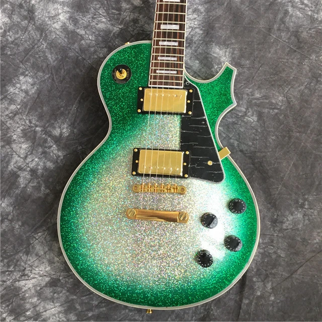 High Quality Lp Electric Guitar 39 Inch 6 String 22 Frets Green Sparkling  Paint Mahogany Body Electric Guitar Guitarra With Spea - Electric Guitar -  AliExpress