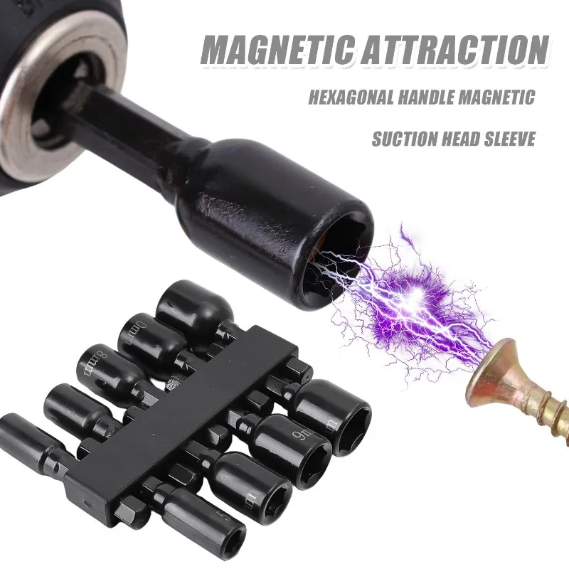 Magnetic Hex Socket Nut Driver Set with Electric Impact Compatibility