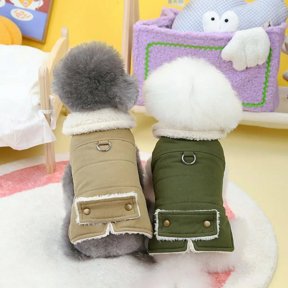 

Fashionable Dog Outfits Dog Clothing Stylish Pet Cotton Coat with Button Closure Traction Ring for Warm Winter Comfort Dog Cat