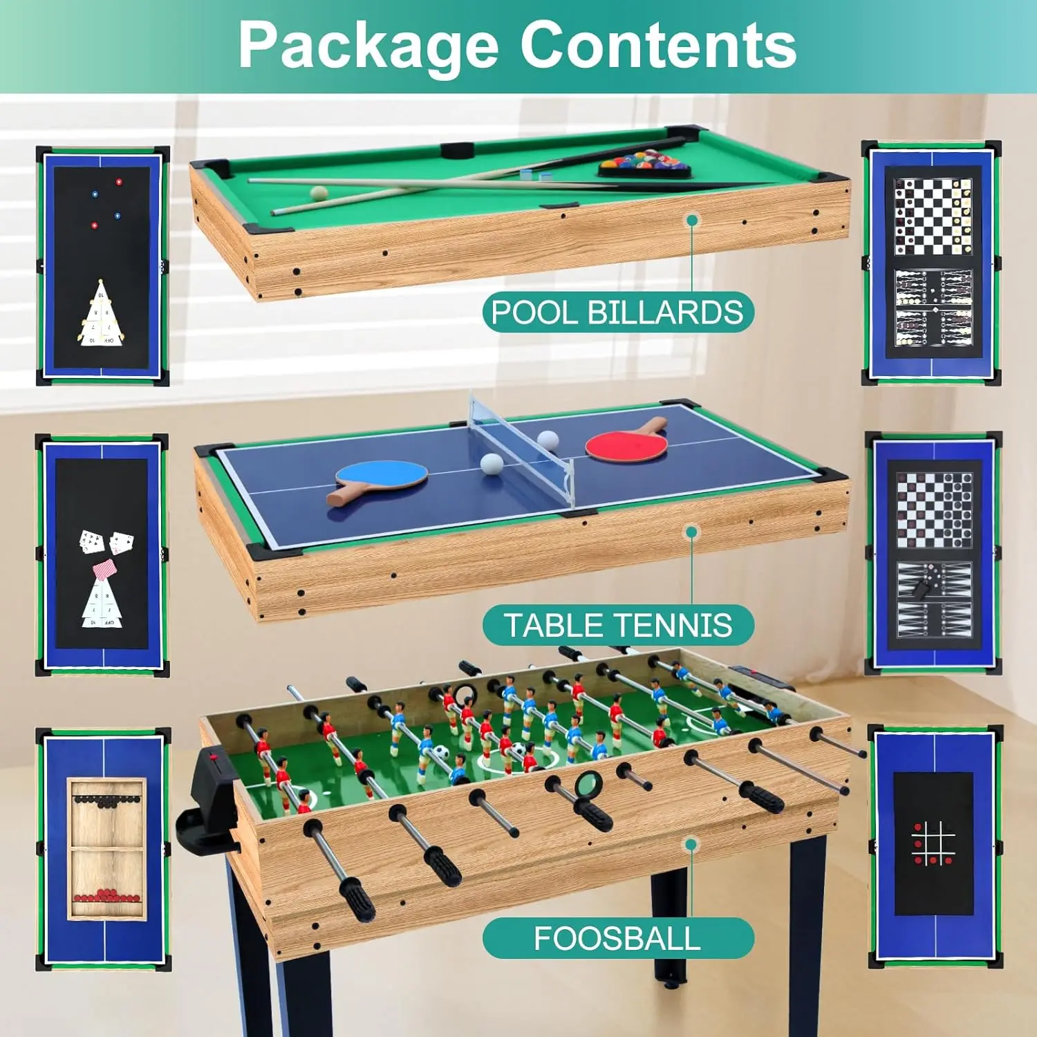 12-in-1 Game Table - 48" Combo Game Table, Ping Pong Table, Foosball Table, Air Hockey Table, Pool Table - Sports Arcade Games 3