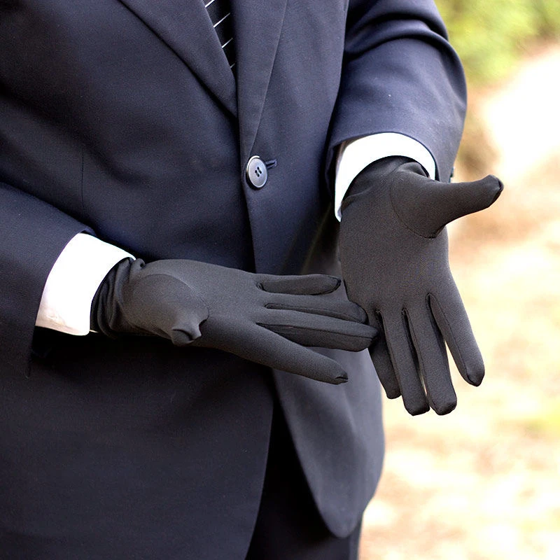 4PCS Black Cotton Gloves Formal Tuxedo Honor Guard Uniform Gloves for Police Server Funeral Parade Costume Coin Jewelry Silver 4