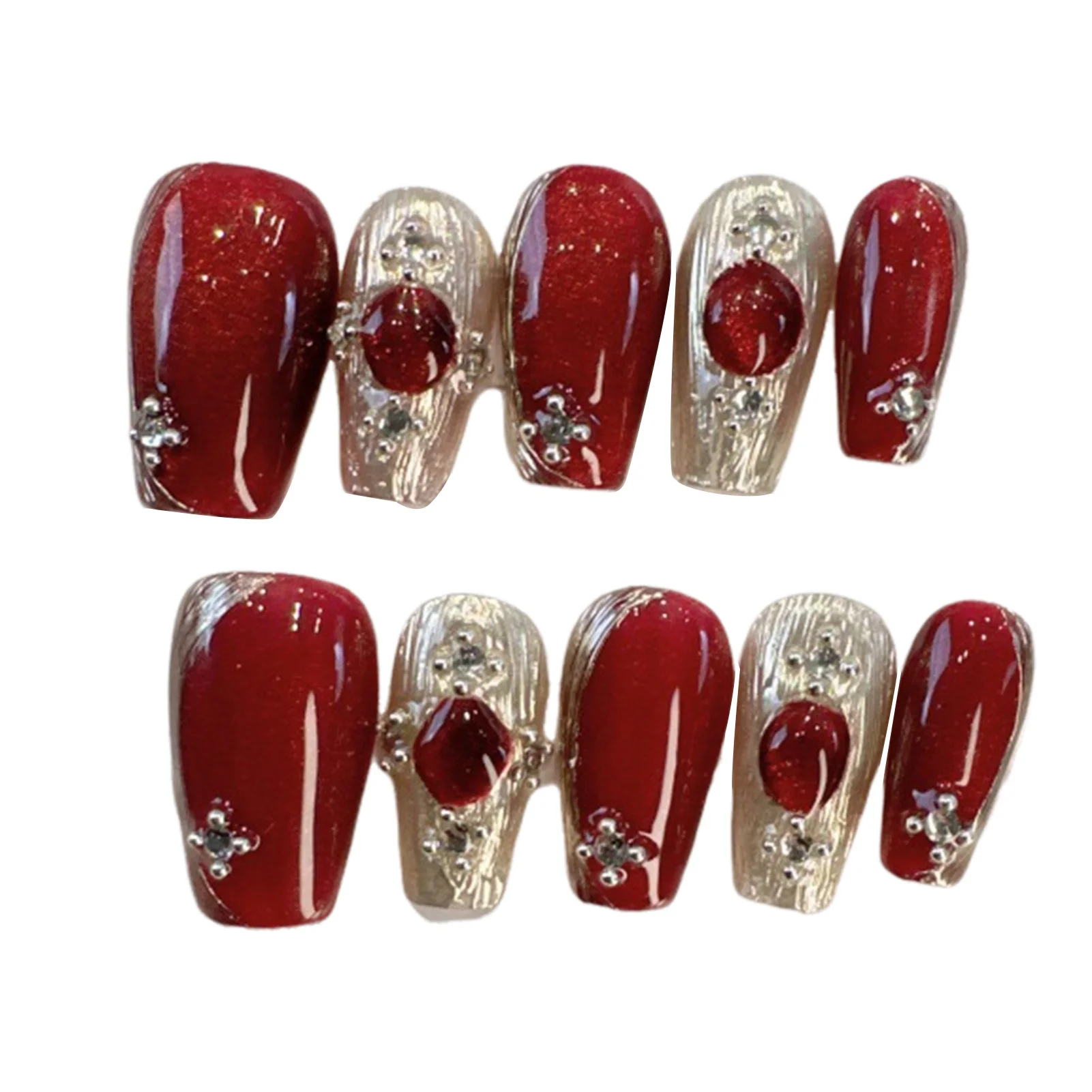 

Woman Nail Art False Nail Handmade Short Coffin Style Elegant Artificial Nail for Women Manicure Nail Decoration