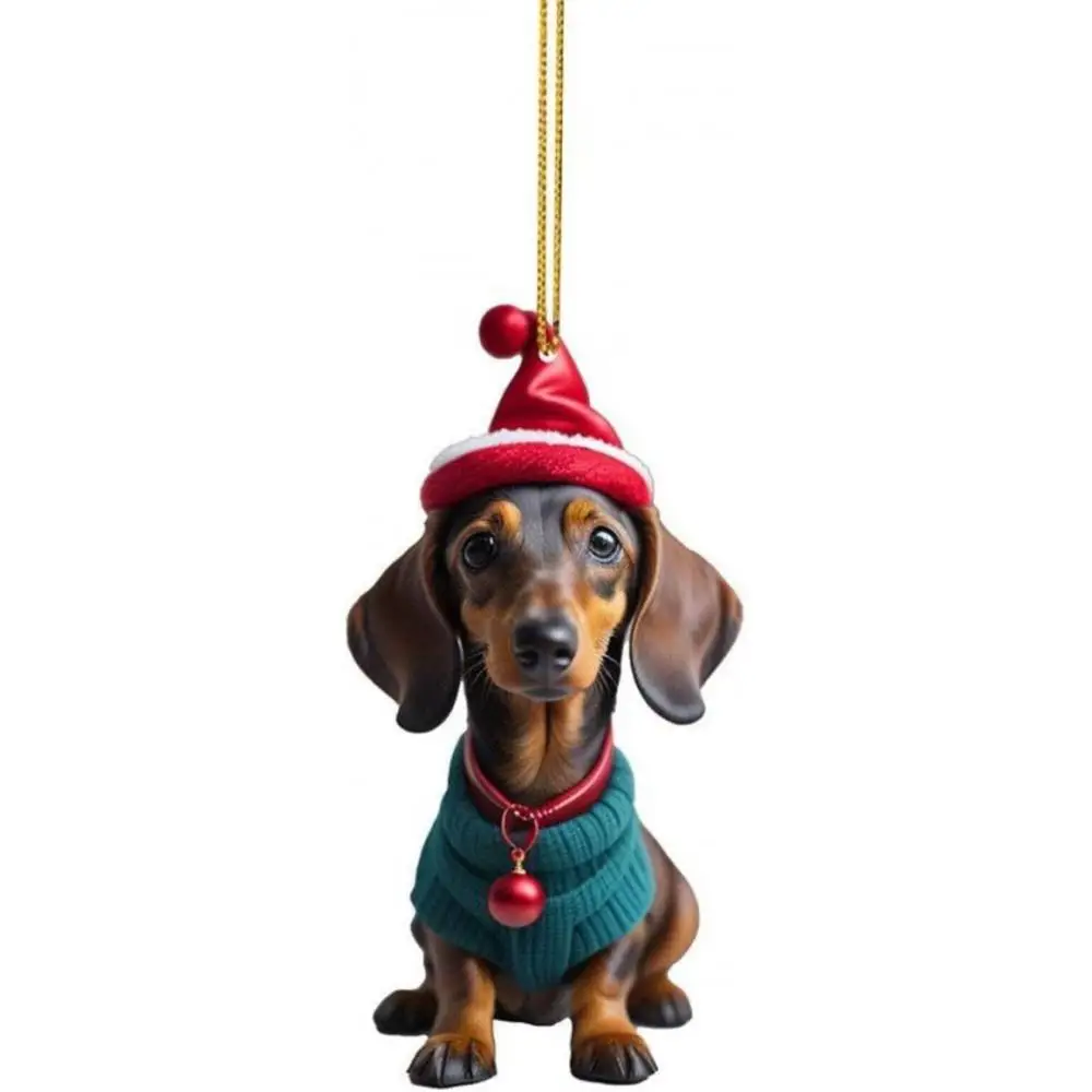 Acrylic Pet-Themed Christmas Tree Hanging Ornament - Festive 2D Design