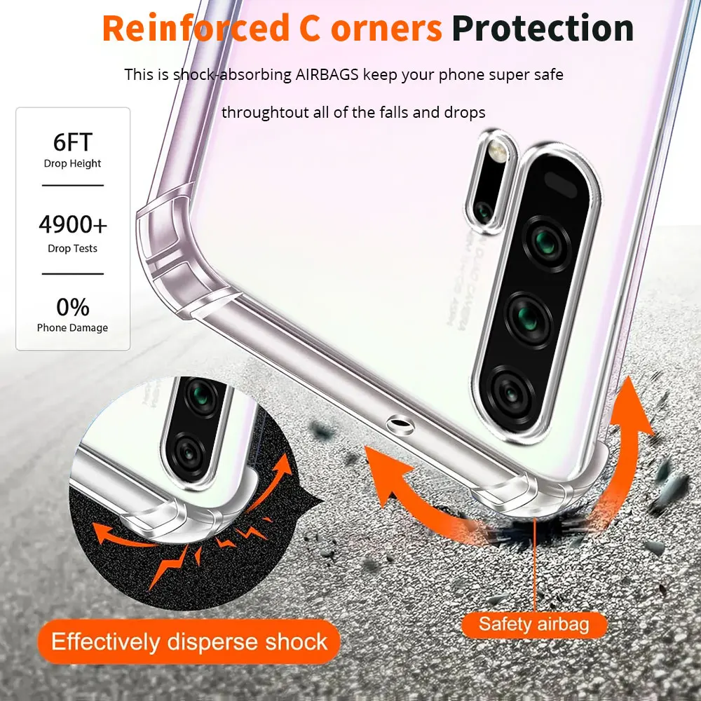 Enhanced Shockproof Clear Silicone Phone Case with Airbag Cushioning