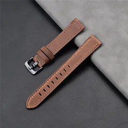 Vintage Crazy Horse Leather Watch Band - Premium Genuine Oil Wax Cowhide Strap - 22mm (Dark brown)