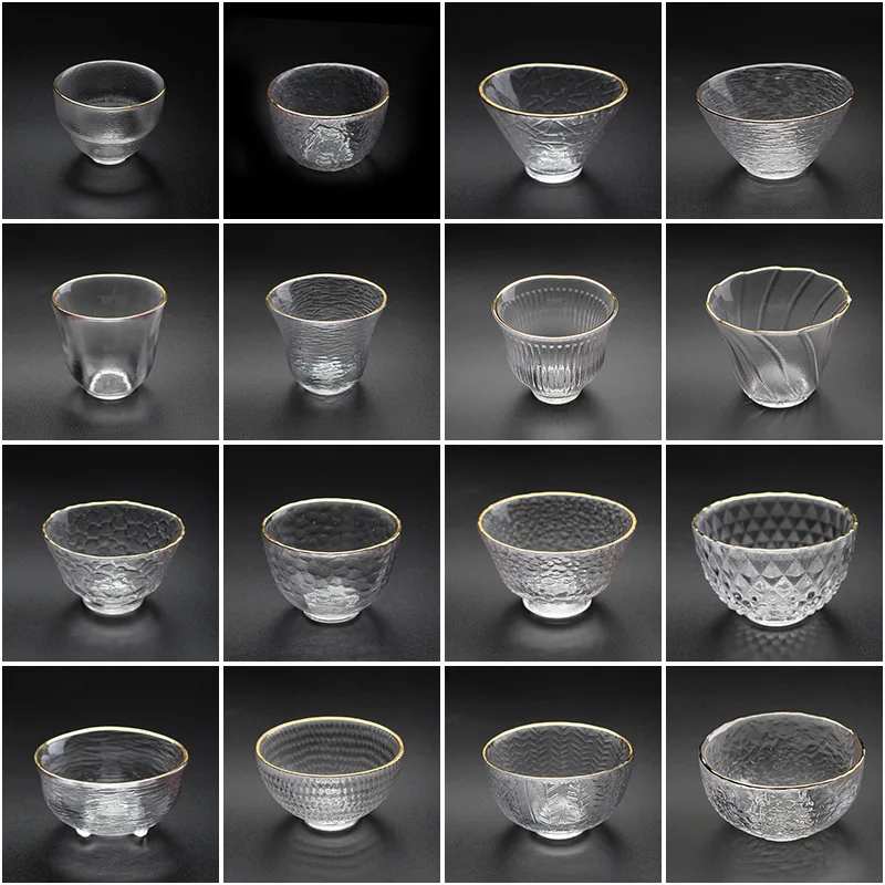 Japanese Glass Hammer Pattern Tea Cup Tea Bowl Master Cup Thickened Gold Hammer Pattern Kung Fu Set