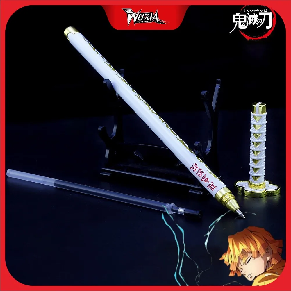 Demon Slayer Sword Agatsuma Zenitsu Pen Sword Nichirin Blade Anime The Demon Slayer Corps Knife Katana Keychain Christmas Gift demon slayer sword kaigaku pen swords nichirin blade anime knife katana keychain weapon model toys for kids boys christmas gift