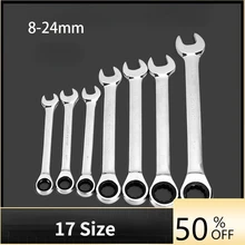 

Fast Ratchet Wrench 8-24mm Tooth Gear Ring Torque Socket Wrench Metric Combination Ratchet Spanners Car Repair Tools Home Tools