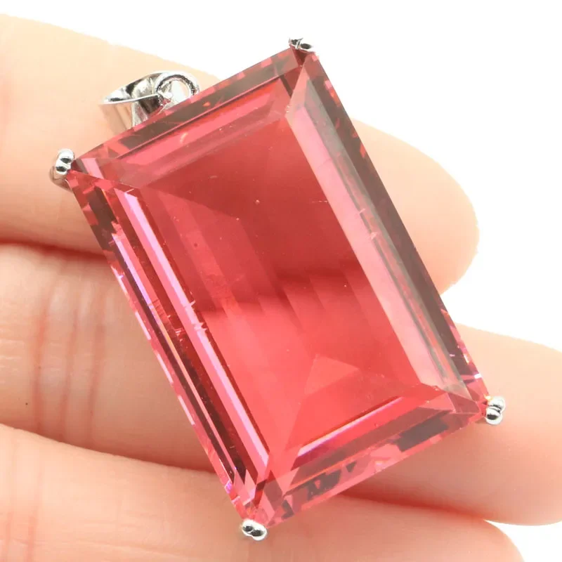 14g Customized 925 SOLID STERLING SILVER  PENDANT Big Rectangle Green Peridot Tsavorite Garnet Orange Spessartine Garnet Pink Mo