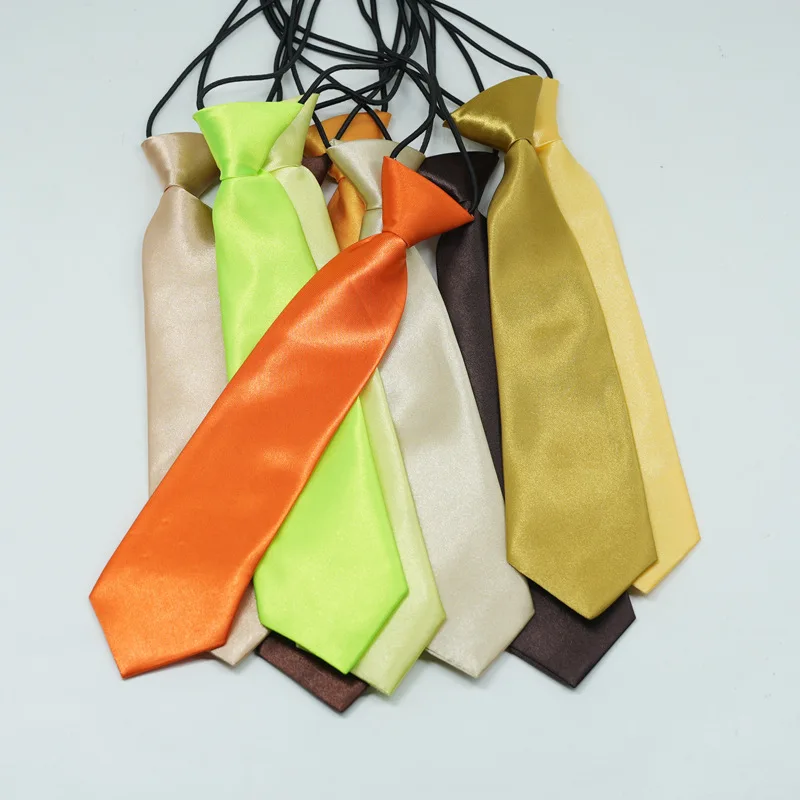 Children Small Necktie Fashion Solid Color Rubber Elastic Tie School Boys Girls Wedding Performance Daily Wear Shirt Accessories