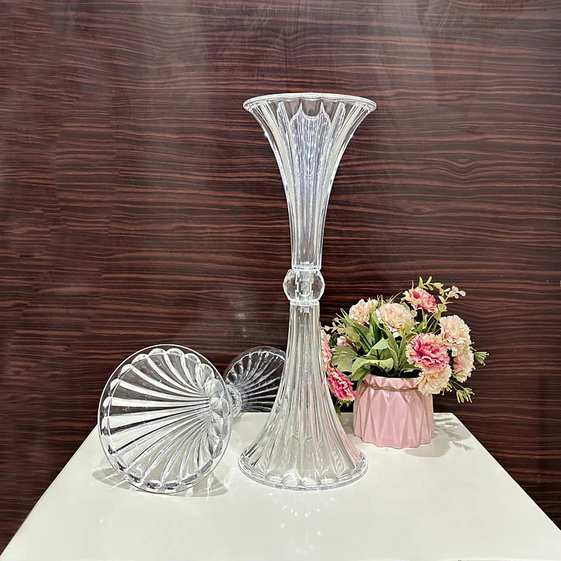 10pcs 45cm high new acrylic transparent trumpet wedding vase table decoration 4