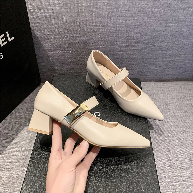 Women High Heels Mary Jane Single Shoes Pointed Toe Dress Party Slingback Sandals Fashion Summer New Pumps Walking Zapatos Mujer 6