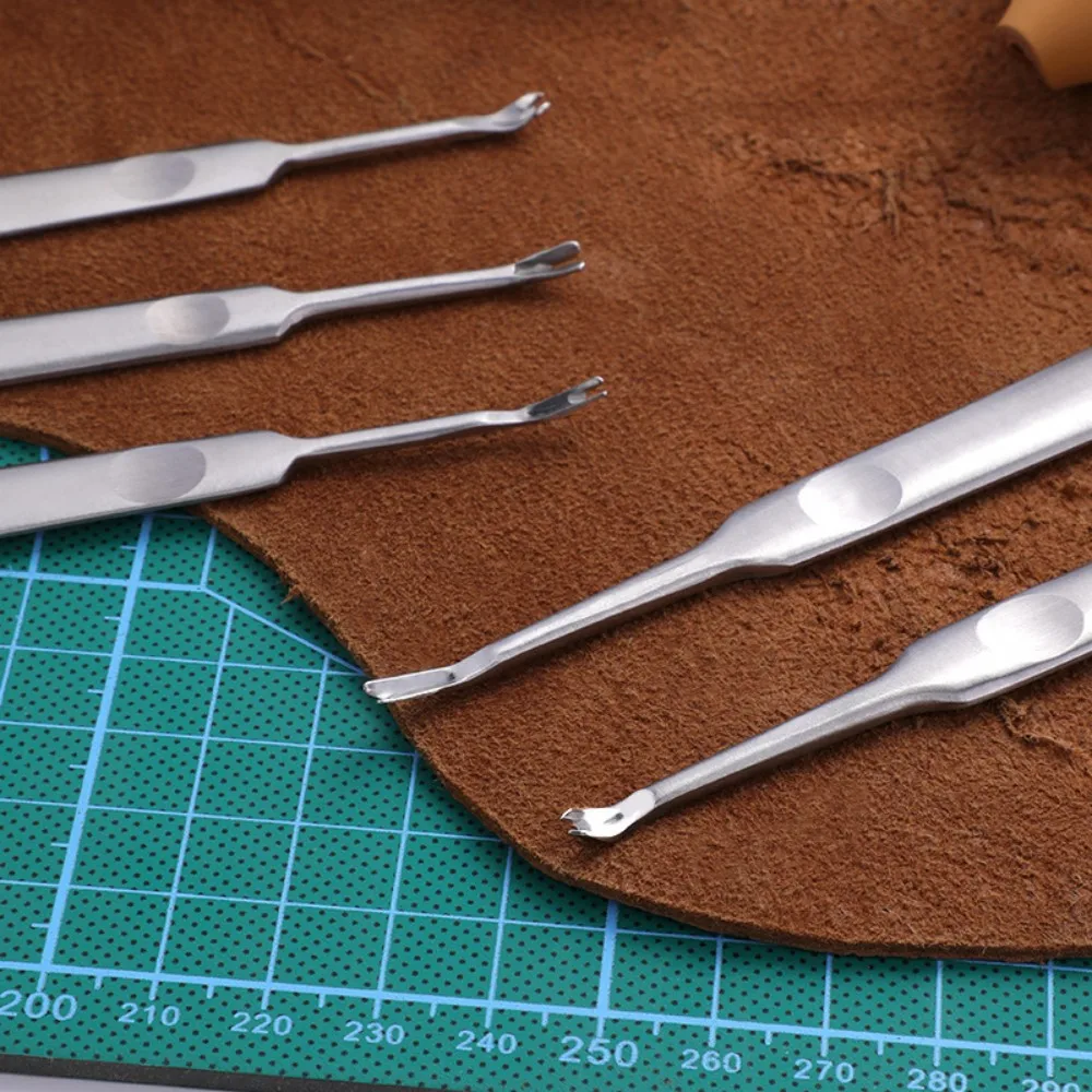 U+V Shaped Leather Stitching Skiving Handmade Groover Punching Tool Kit Leathercraft Hole Puncher Edge Beveler Tool Kit