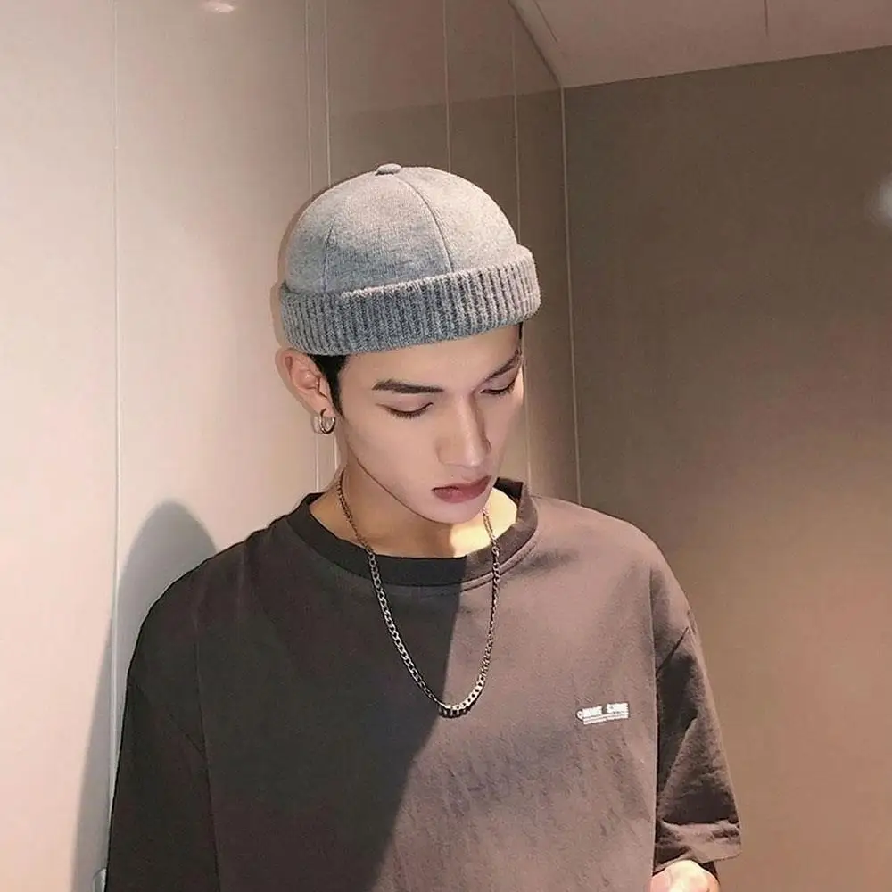 Unisex Beanies Fashionable Brimless Sailor Hat Solid Color Dome Melon Hat Men Women Docker Cap Hip Hop Street Hats Landlord Hat