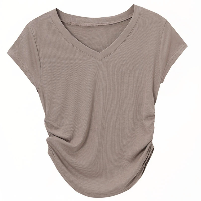 

Женская футболка Y2K в Корейском стиле, японский пикантный топ с V-образным вырезом и коротким рукавом, плиссированный корсет, винтажная белая футболка, летняя одежда